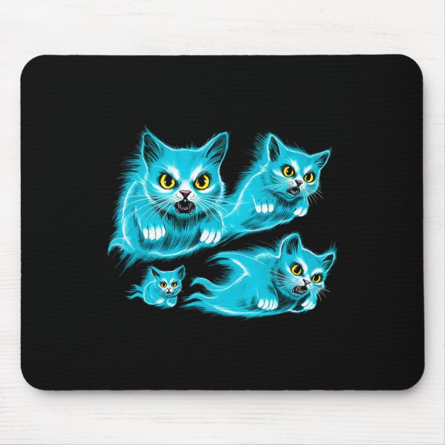 Spectral Cats Halloween Funny Flying Ghost Tee  Mouse Pad (Front)