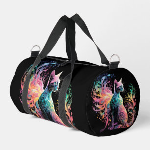 Spectral Holographical Cat: A Prism of Elegance Duffle Bag