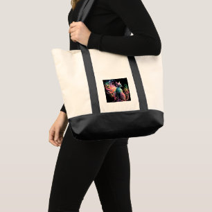 Spectral Holographical Cat: A Prism of Elegance Tote Bag