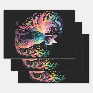Spectral Holographical Cat: A Prism of Elegance Wrapping Paper Sheet