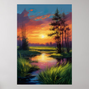 Spectral Sunset, Digital Art's Magic Poster