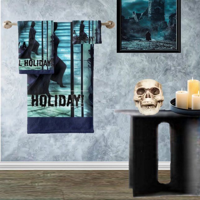 Spectre On The Steps Bath Towel Set (Break out the spooky towels, just in time for Halloween!)