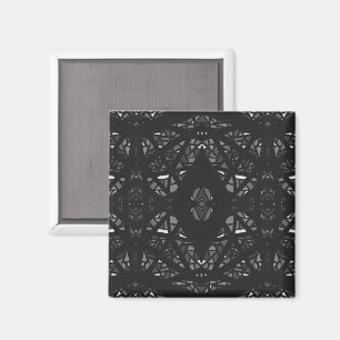 Spectroscopic Black and White Abstract Gouache Art Magnet