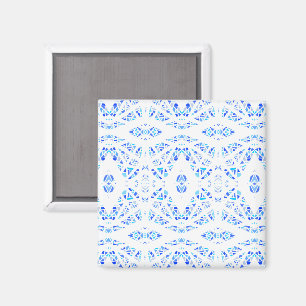 Spectroscopic Blue White Abstract Gouache Art Magnet