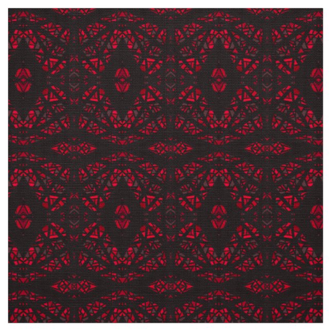 Spectroscopic Red Black Abstract Gouache Art Fabric (Swatch)