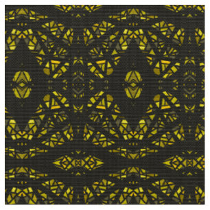 Spectroscopic Yellow Black Abstract Gouache Art Fabric