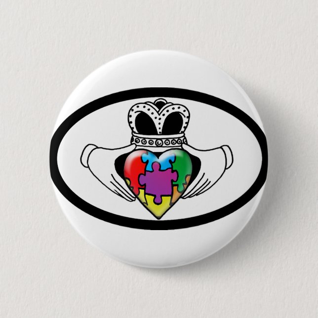 Spectrum Claddagh 6 Cm Round Badge (Front)