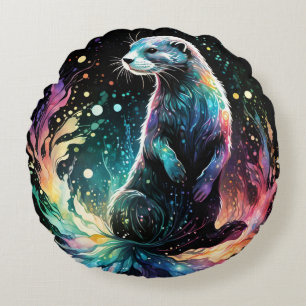 Spectrum Edge: The Otters Glow Round Cushion