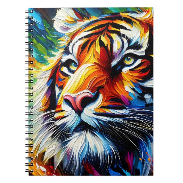 Spectrum Hunter – Vivid Tiger Portrait Notebook (Front)