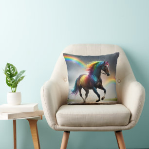 Spectrum of Grace: Rainbow Horse Beneath Rainbows Cushion