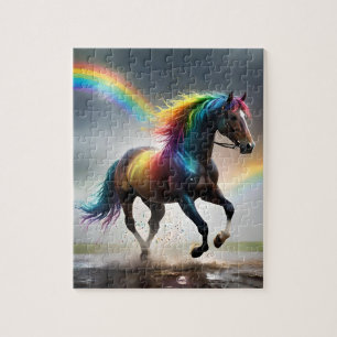 Spectrum of Grace: Rainbow Horse Beneath Rainbows Jigsaw Puzzle