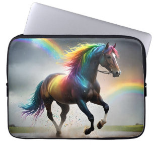 Spectrum of Grace: Rainbow Horse Beneath Rainbows Laptop Sleeve