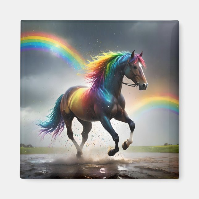 Spectrum of Grace: Rainbow Horse Beneath Rainbows Magnet (Front)