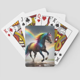 Spectrum of Grace: Rainbow Horse Beneath Rainbows Playing Cards