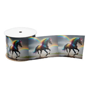 Spectrum of Grace: Rainbow Horse Beneath Rainbows Satin Ribbon