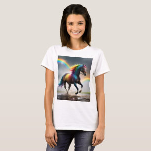 Spectrum of Grace: Rainbow Horse Beneath Rainbows T-Shirt