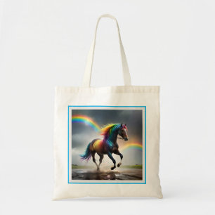 Spectrum of Grace: Rainbow Horse Beneath Rainbows Tote Bag