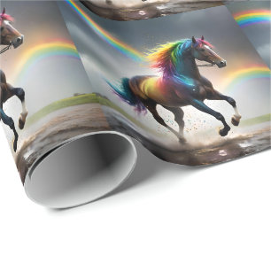 Spectrum of Grace: Rainbow Horse Beneath Rainbows Wrapping Paper