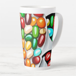 Spectrum of Sweetness: Jelly Beans in Technicolor  Latte Mug