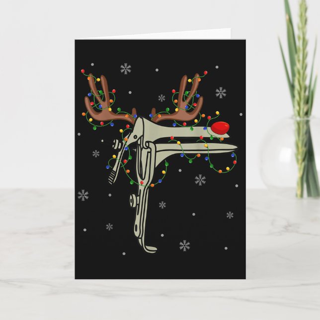 Speculum Reindeer Xmas Light Medical Ob Gyn Nurse  Card (Front)