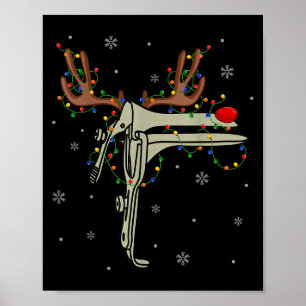 Speculum Reindeer Xmas Light Medical Ob Gyn Nurse Poster