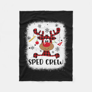 Sped Crew Buffalo Plaid Reindeer Santa Hat Christm Fleece Blanket