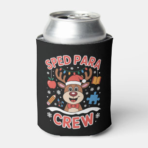 Sped Para Crew Christmas Reindeer Teacher School Can Cooler