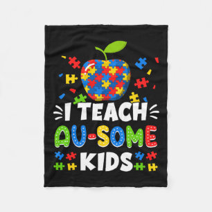 Sped Special Education I Teach Au-some Kids Rainbo Fleece Blanket