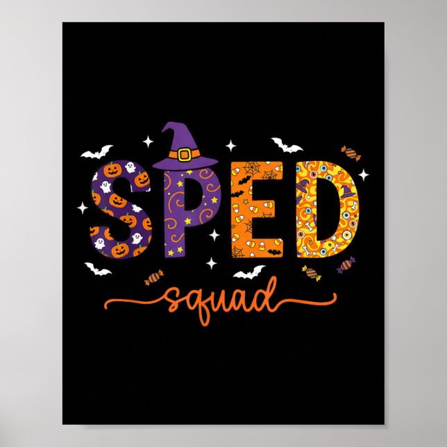 Sped Squad Team Special Education Teacher Hallowee Poster (Front)