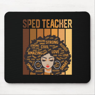 Sped Teacher Afro African American Women Black His Mouse Pad