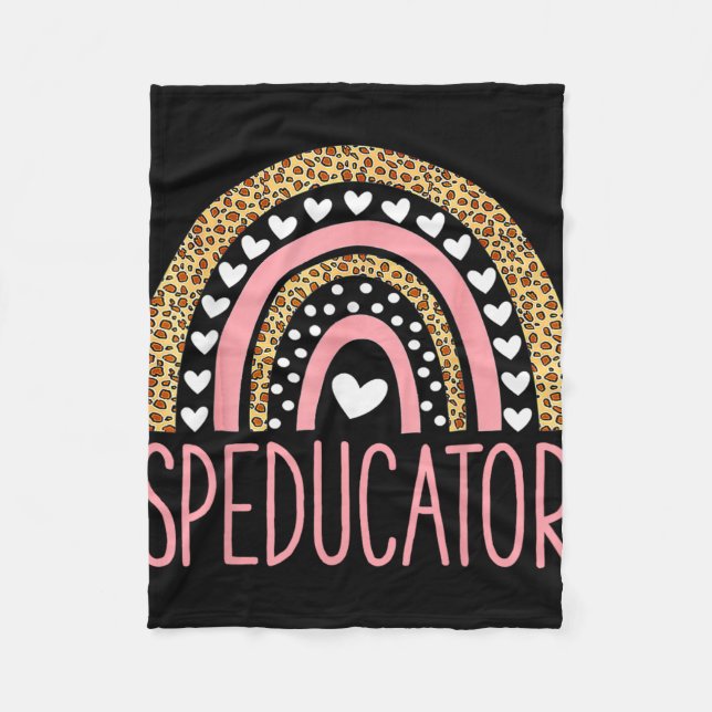 Sped Teacher - Speducator Heart - Speducator Rainb Fleece Blanket (Front)