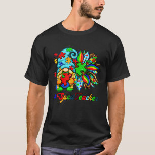 SPED Teacher Squad Autism Gnome Puzzle Leopard Sun T-Shirt