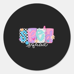 Sped Teacher Squad Floral Special Education Back T Classic Round Sticker