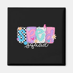Sped Teacher Squad Floral Special Education Back T Magnet
