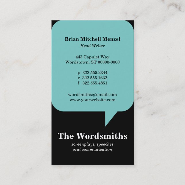 Speech Bubble Business Card (Front)