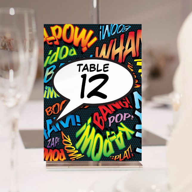 Speech Bubble Fun Retro Comic Book Table Number (Speech Bubble Fun Retro Comic Book Table Number)