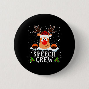 Speech Crew Reindeer Santa Hat Buffalo Red Plaid C 6 Cm Round Badge