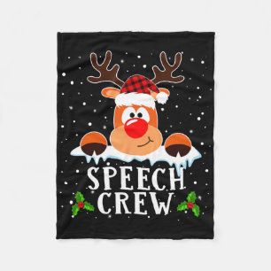 Speech Crew Reindeer Santa Hat Buffalo Red Plaid C Fleece Blanket