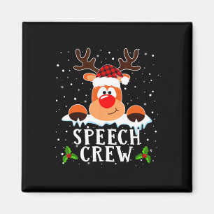 Speech Crew Reindeer Santa Hat Buffalo Red Plaid C Magnet