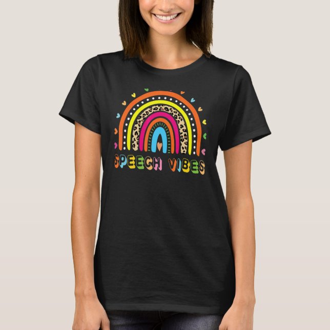 Speech Language Pathologist  Boho Rainbow Speech V T-Shirt (Front)