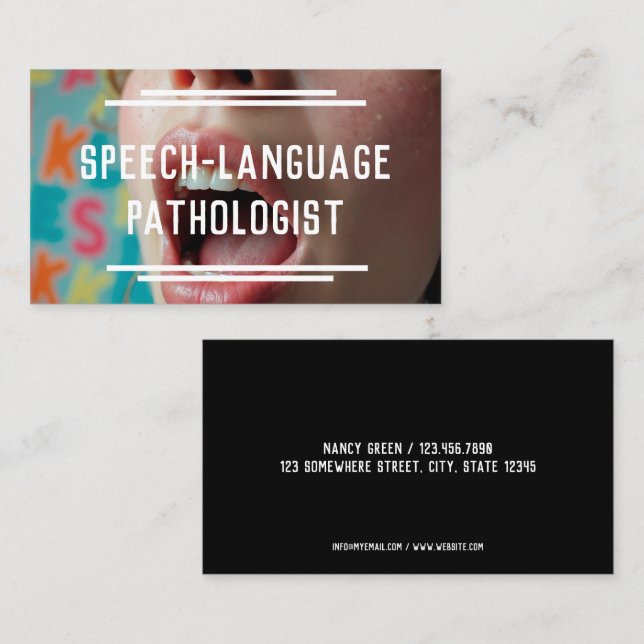 Speech Language Pathologist Business Card (Front/Back)