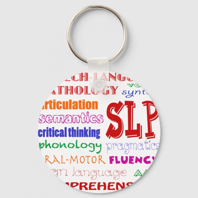 Speech Language Pathologist Colourful Fun Font Key Ring (Front)