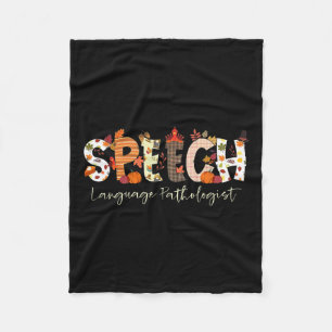 Speech Language Pathologist Slp Pumpkin Fall Thank Fleece Blanket