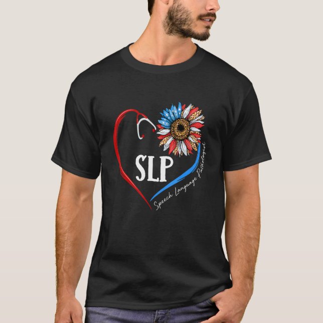 Speech Language Pathologist Sunflower Stethoscope  T-Shirt (Front)