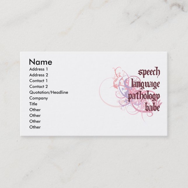 Speech Language Pathology Babe Business Card (Front)