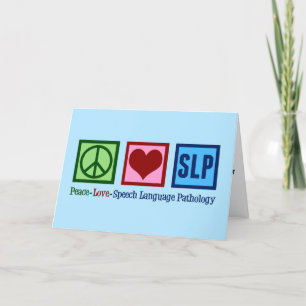 Speech Language Pathology Peace Love SLP Blue Holiday Card
