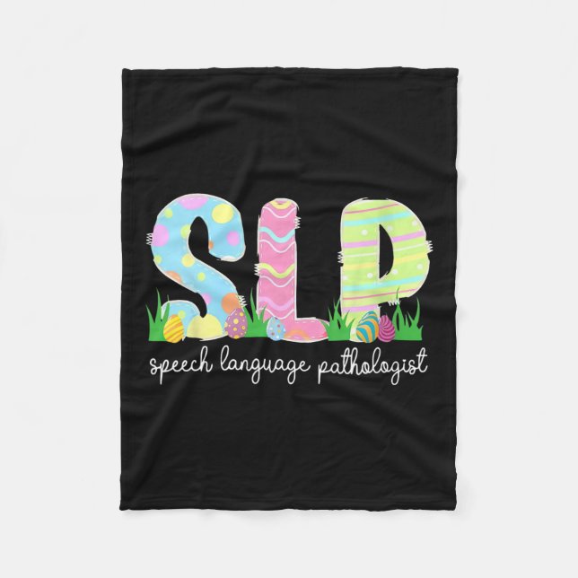 Speech Language Pathology Slp Easter Speech Therap Fleece Blanket (Front)