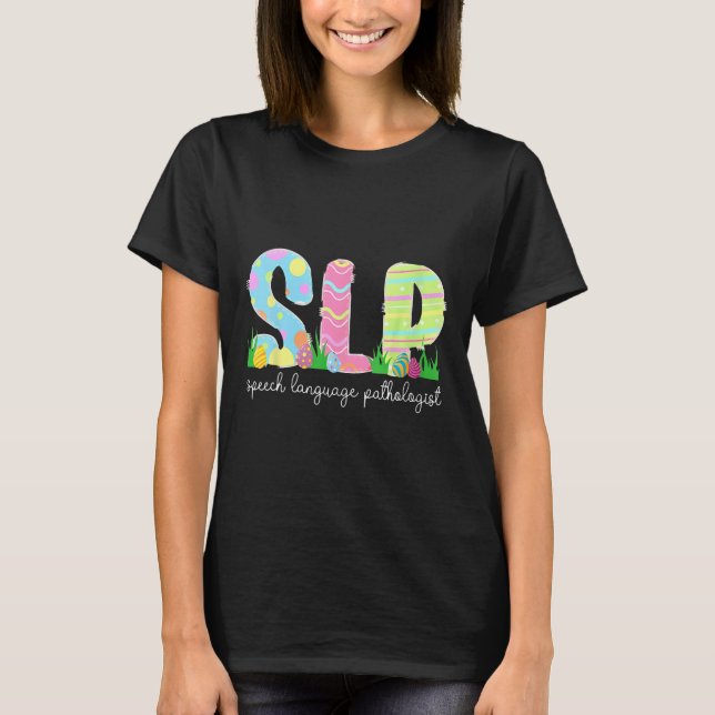Speech Language Pathology Slp Easter Speech Therap T-Shirt (Front)