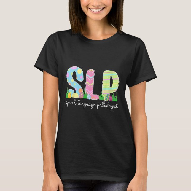 Speech Language Pathology Slp Easter Speech Therap T-Shirt (Front)