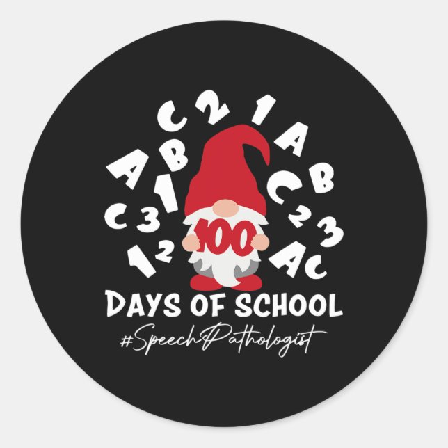 Speech Pathologist Slp 100 Days Of School 100th Da Classic Round Sticker (Front)